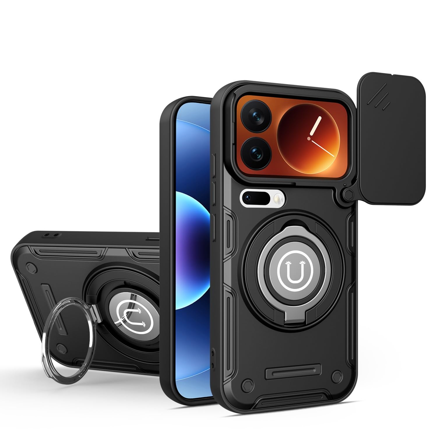 Coque Xiaomi 17 Pro antichoc noire avec support intégré et protège-caméra - 8