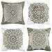 Fundas Cojines 45x45 Abstracto Romántico Mandala Floral Boho Fundas de Almohada Cuadradas Decorativas para Sofá con Cremallera Invisible 18" x 18" Café, 4 Paquetes