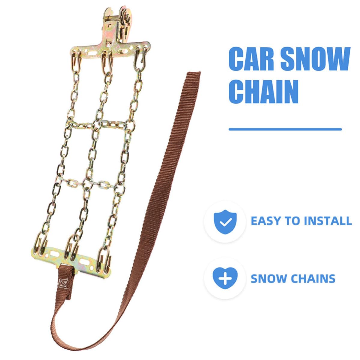 Cadenas Instalación Antideslizantes para de Neumáticos Invierno, Reforzadas de Acero Dorado Fácil, Paquete de 2 Piezas para