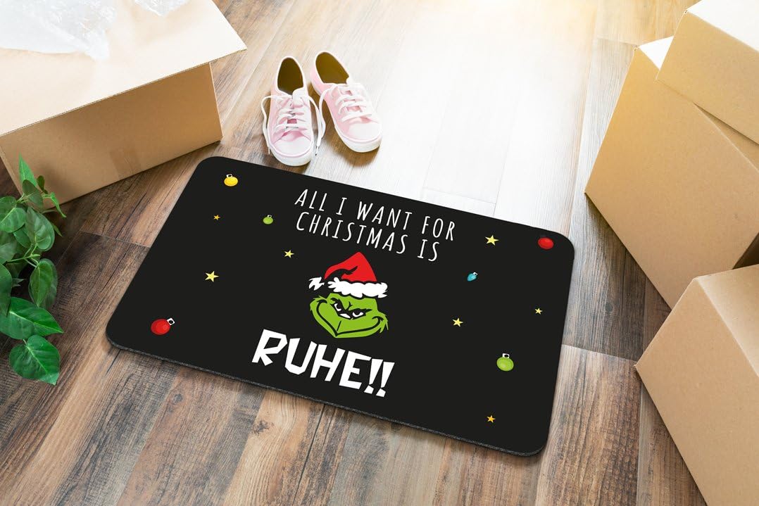 Tassenbrennerei Grinch Fußmatte - All I Want for Christmas is Ruhe! - Türmatte lustig mit Weihnachtsmotiv - Anti Weihnachten
