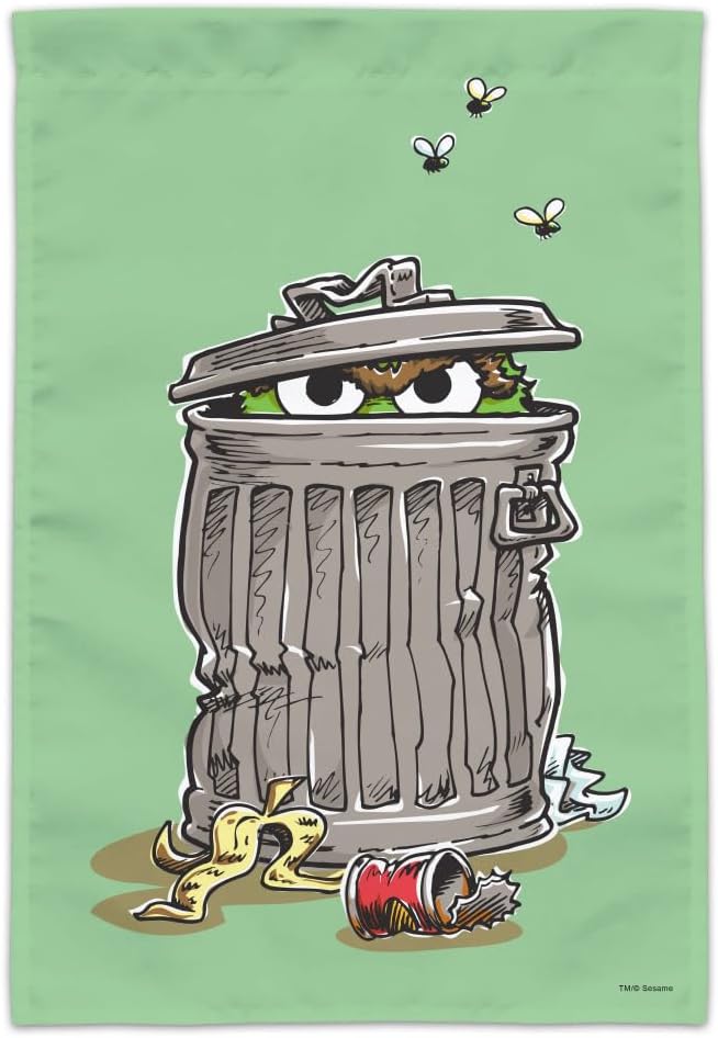 Sesame Street Trash Can Oscar the Grouch Garden Yard Flag