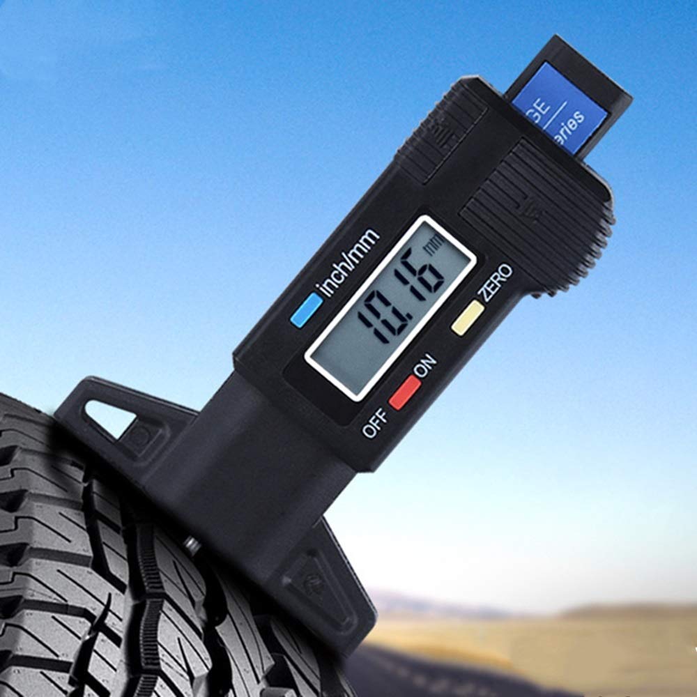 Calibrador Vernier con Pantalla Digital electrónica, Regla de Profundidad de Dibujo de neumáticos de 0 a 25 mm, calibrador Vernier (Azul, Talla única)