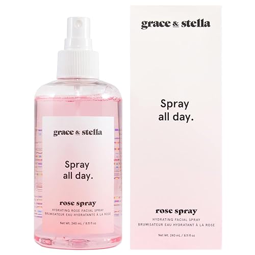 Grace Stella Co Rose Skin Collection - Espray facial de agua de rosa 240 ml8 onzas fluidas yo rosa de cuarzo Jade Roller Gua Sha
