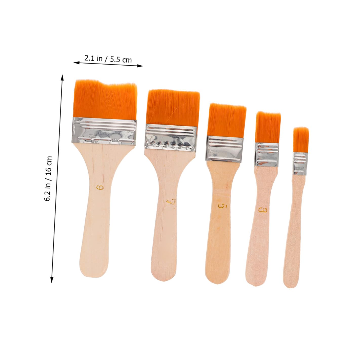 TEHAUX Pinceau Plat en Nylon à Manche Bois 50 Pièces pour Vernis