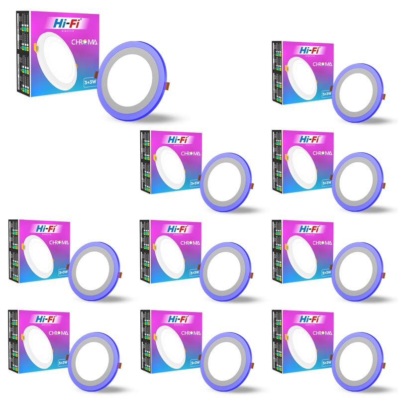 elleys' Chroma 2 in 1 Double Colour Round LED Light | Concealed Light Featuring 3 Lighting Modes with 3W + 3W Power Output | Celling Light for Home & Office |Cut-Out: 90mm|Color - White & Blue_Pack 8-image-45