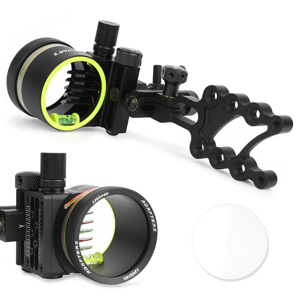 SHARROW Tiro al Arco Visor de Arco Compuesto 5 Pin Bow Sight Miras para Arcos Compuestos Micro Ajustable Aleación de Aluminio Vista con Lente 4X 6X 8X