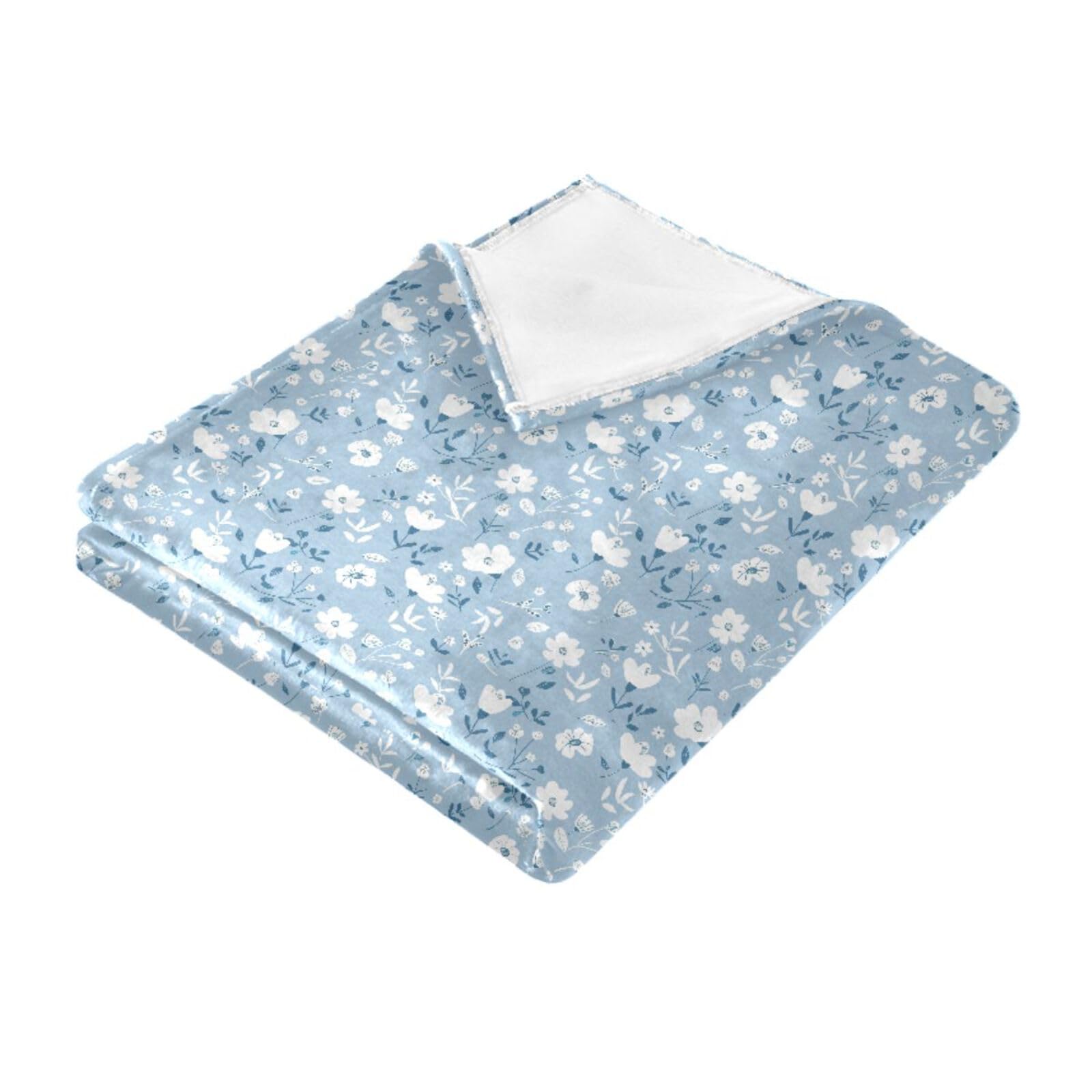 Couverture douce style ancien en bleu layette pour grand lit