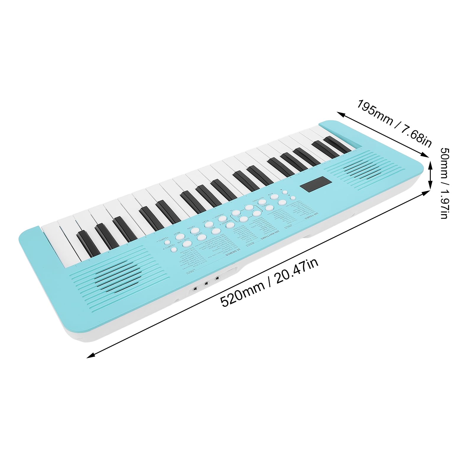 Tastiera Elettronica a 37 Tasti 200 Toni Ritmi 35 Demo Strumento a Tastiera per Pianoforte Digitale Multifunzionale con Microfono per Principianti e Musicisti Esperti (BLUE)