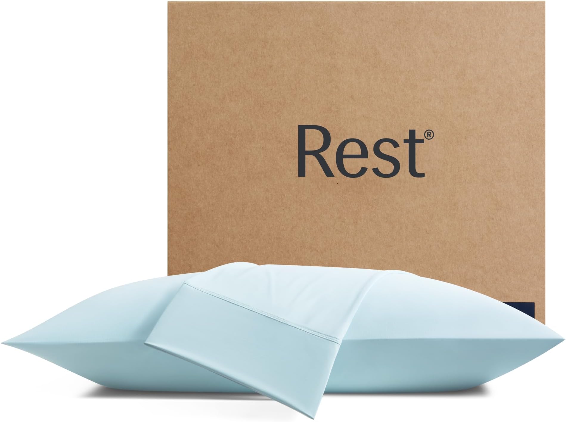 REST® Evercool®+ Cooling Pillowcases Standard - 2 Pillowcases for Sensitive Skin, Silver Infused Fabric for Hygienic Sleep, Silky Smooth for Curly Hair, High Elastic for Snug Fit (19x29 inches)