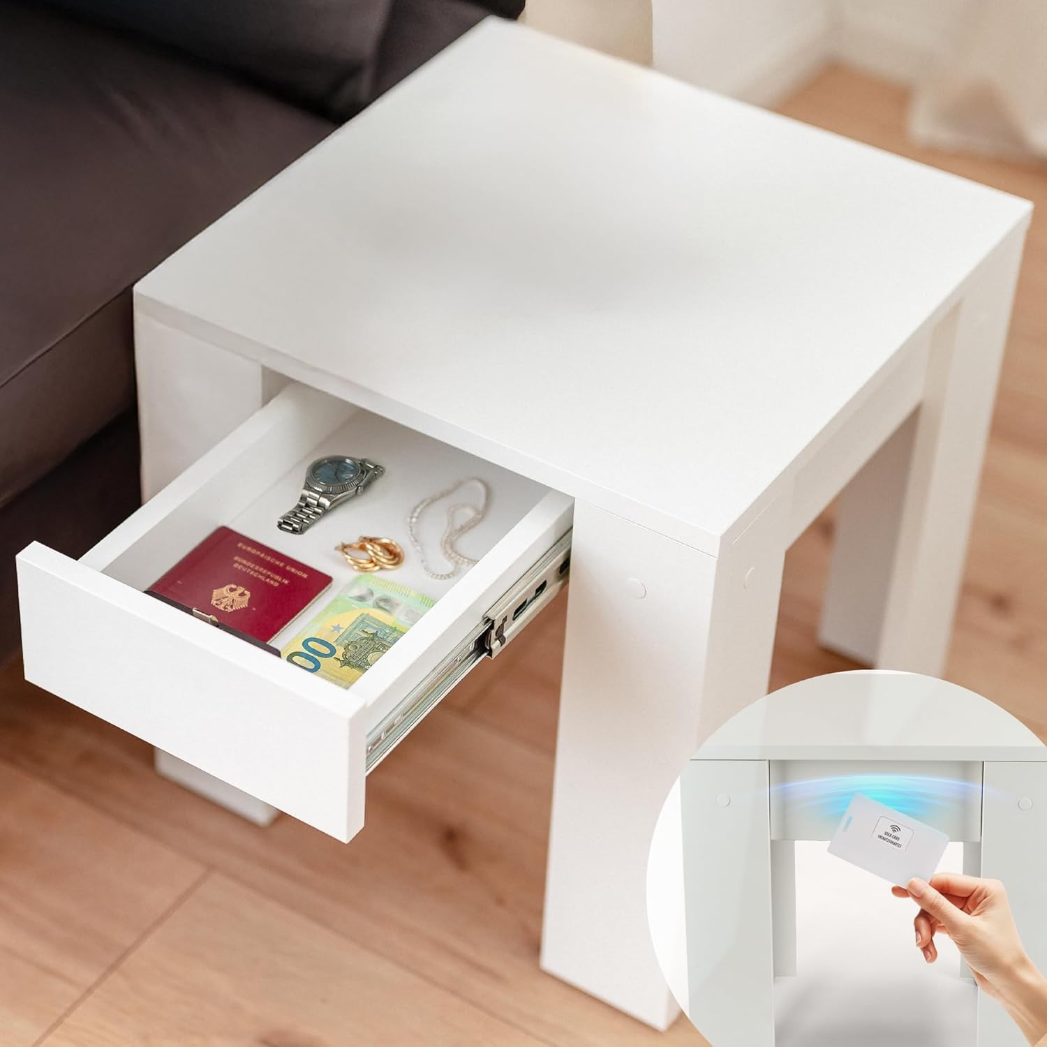 Table de nuit avec compartiment caché - Rangement élégant