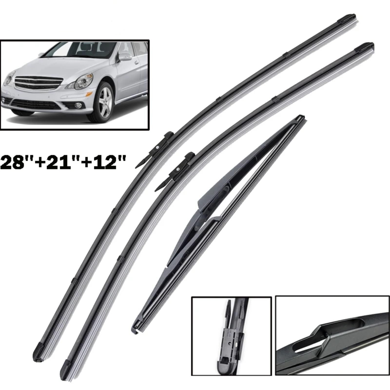 Wischerblätter Für Benz Für GL-Class X164 2005–2012 R-Class W251 2006–2025 | Scheibenwischer-Set für vorne und hinten, Ersatzblätter, 3 Stück, 28 Zoll, 21 Zoll, 12 Zoll