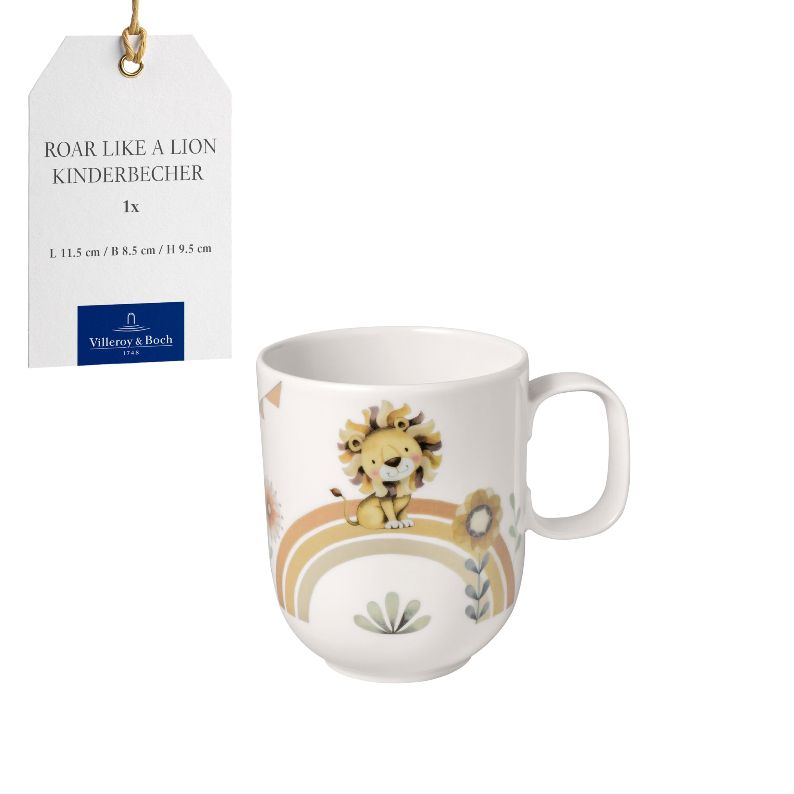 Villeroy & Boch - Boho Kids Roar Like a Lion Large Children's Cup with Handle, Cup for Kids, Porcelain Cup, Children's Tableware, Dishwasher Safe, Microwave Safe, Multicolored
