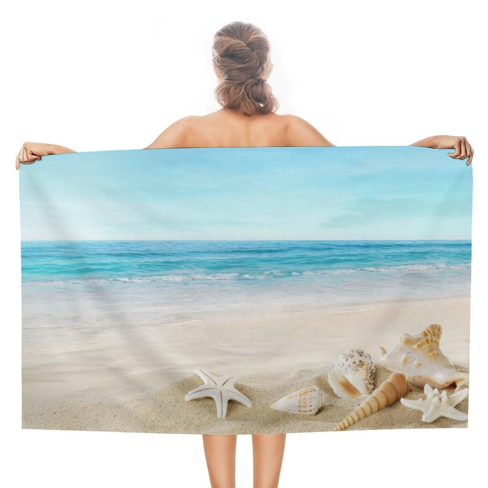 LWORZIIB Beach Towel, Beach Sea Starfish Bath Towel, Absorbent Towel for Swimming, Sports, Travel