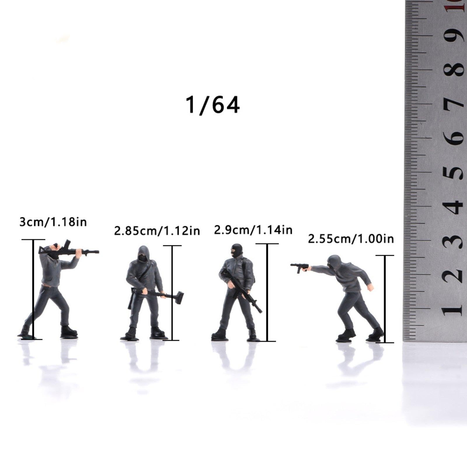4 Figure in 1:64 per Decorazione da Scrivania E Paesaggi in Miniatura.