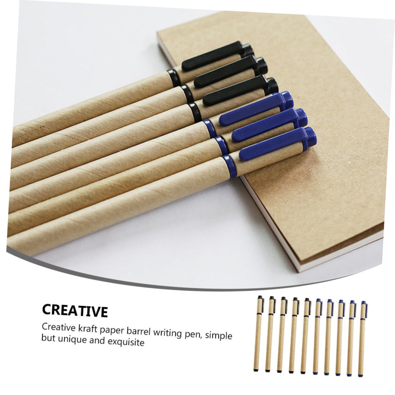 VILLCASE 50piezas Bolígrafos De Gel Kraft Bolígrafos De Estudio Negro y Azul Para Exámenes y Escritura Escolar