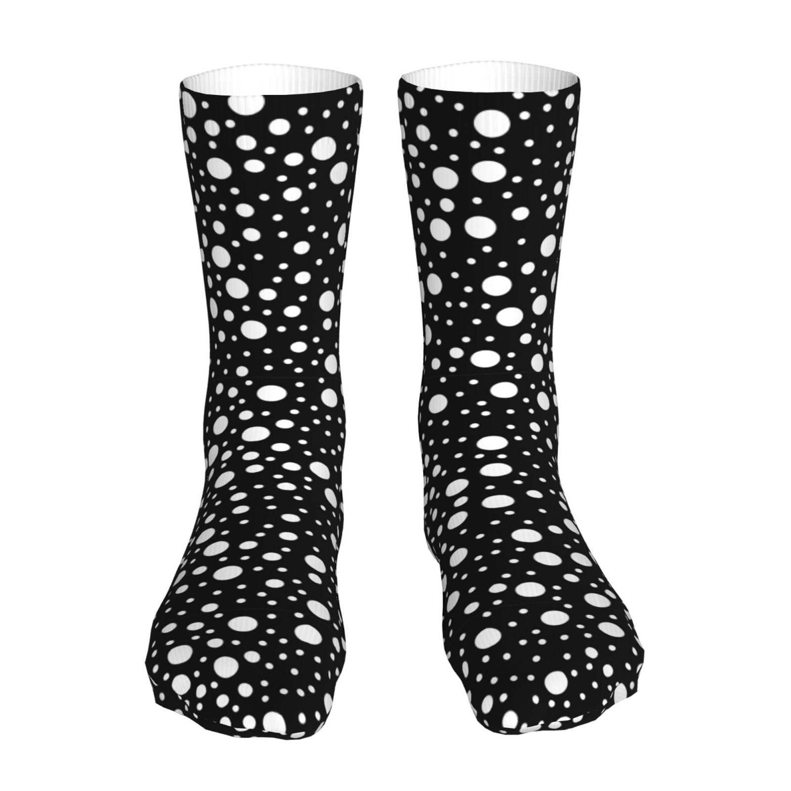 Ertquji White Black Polka Dot Socks Casual Crew Socks For Women'S Men Running Sport Work Short Socks Comfort Mid Tube Stockings 16 Inches