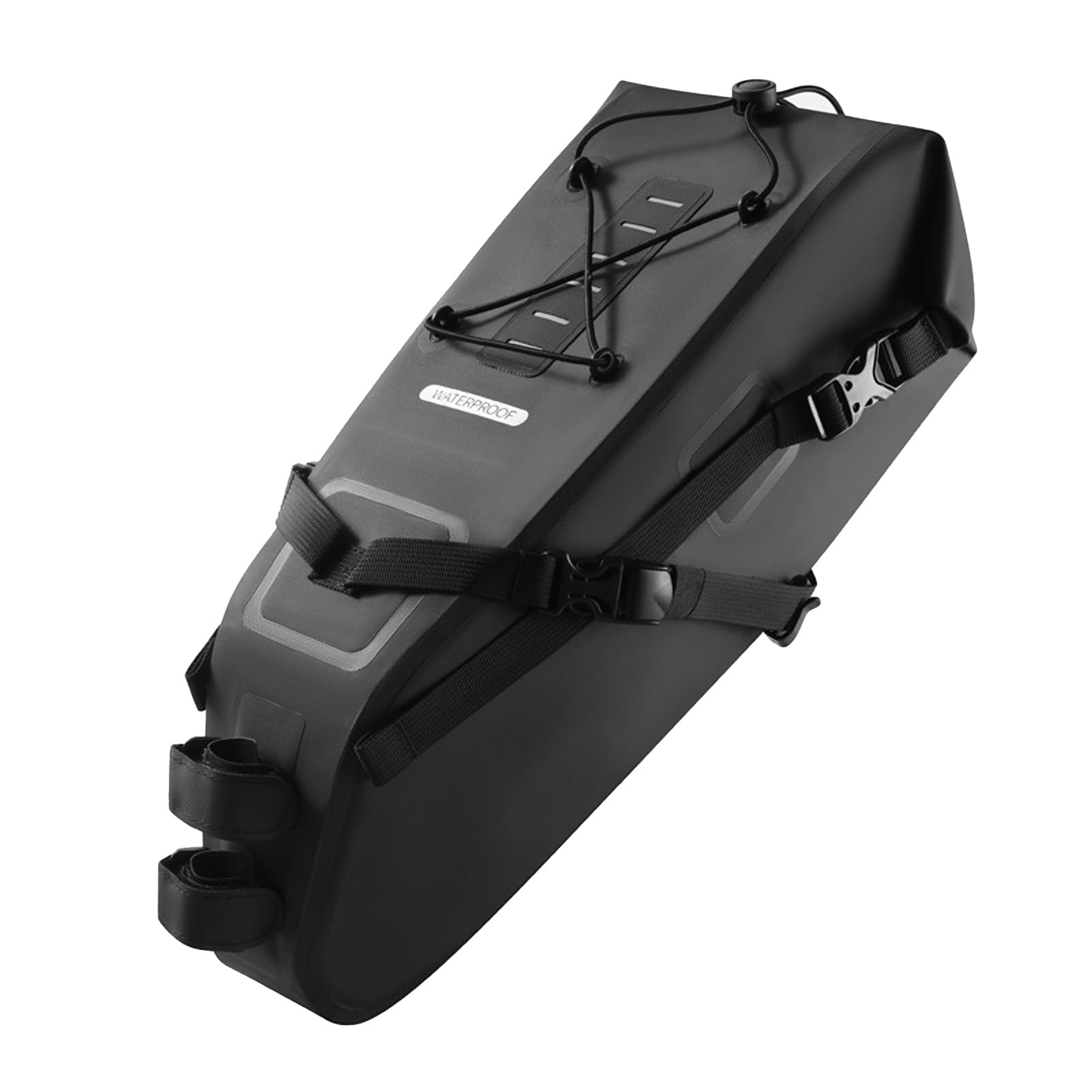Borsa da Sella per Bici, Borsa da Coda Espandibile Antipioggia in PVC con capacità Espandibile da 7 a 10 Litri, da Ciclismo con Base in Pelle Antiscivolo e Corda Elastica Superiore per