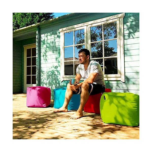 rucomfy Beanbags Indoor Outdoor Footstool Bean Bag, Cube Pouffe. Use as Extra Seating in Home or Garden. Water Resistant 38 x 38cm - Image 4