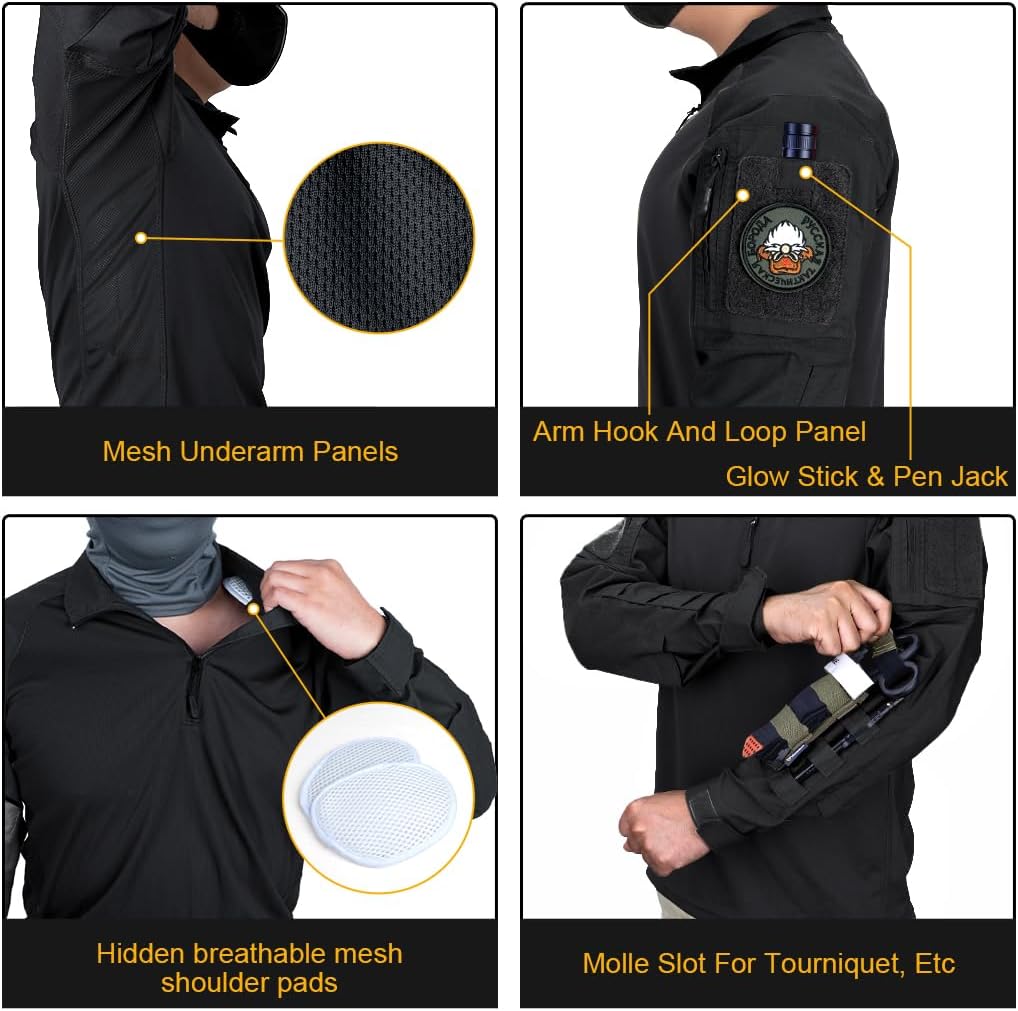 IDOGEAR Men’s Combat Shirts Tactical Long Sleeve Shirt with Elbow Pads Military BDU Shirts with Pockets Airsoft Clothing - Image 5