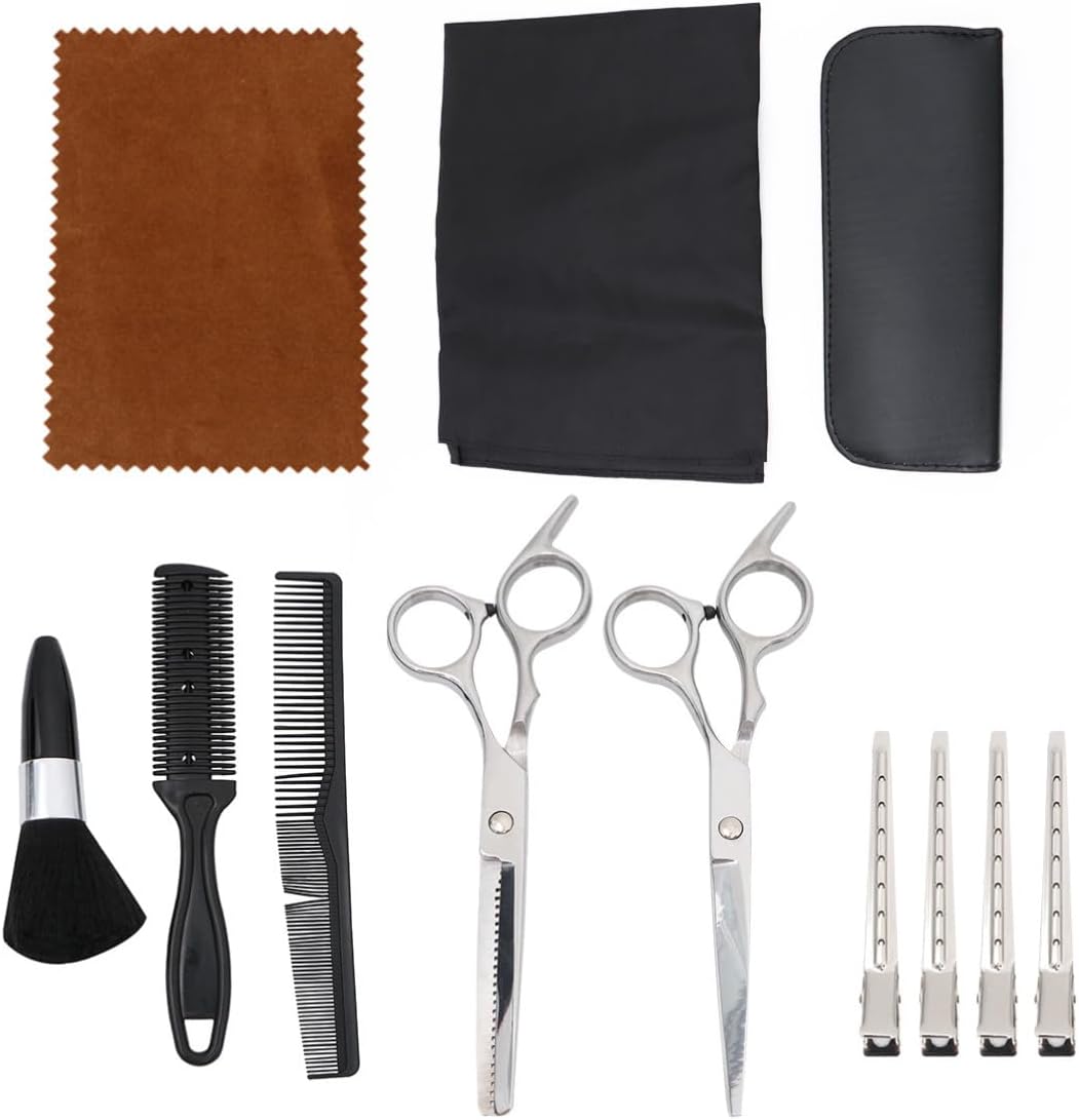 GALPADA Professional Hair Cutting Scissors Kit 7pcs Hair Thinning Shears and Metal and Plastic Comfortable to Hold Handle Design for Salon and Family Use
