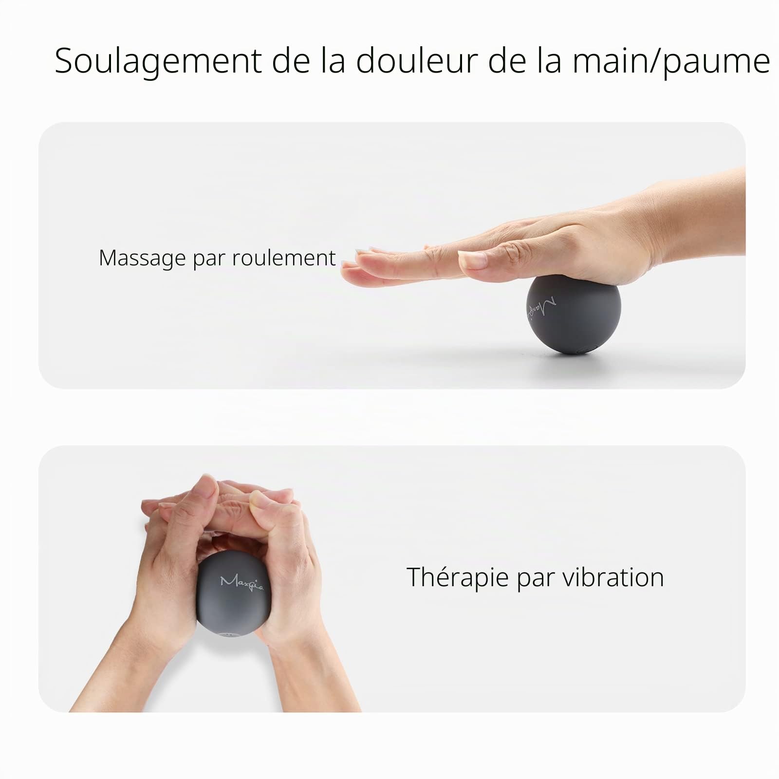 Balle de Massage Vibrante,Rouleau de Massage– 5 Modes Haute Intensité pour Pronfond Des Tissus massage Dos Pieds,Thérapie Triggerpoint Soulagement de la Douleur Musculaire (grey)
