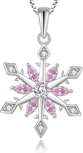 Vemhel Christmas Snowflake Necklace for Women - 925 Sterling Silver Pendant Crea