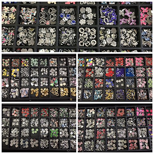 Set of 20 Pc 8mm Rhinestone Slide Charms - Heart, Star, Sports, Animal, Trendy, Any Numbers, Silver & Gold Letters