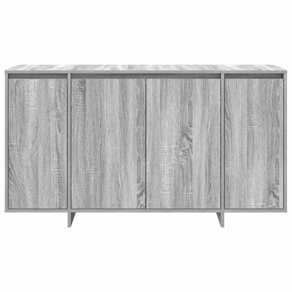 Credenza grigio Sonoma, 135 x 41 x 75 cm, in legno, con 4 ante | Elegante credenza per soggiorno e sala da pranzo: molto spazio grazie ai 4 ripiani con una profondità compatta di 41 cm.