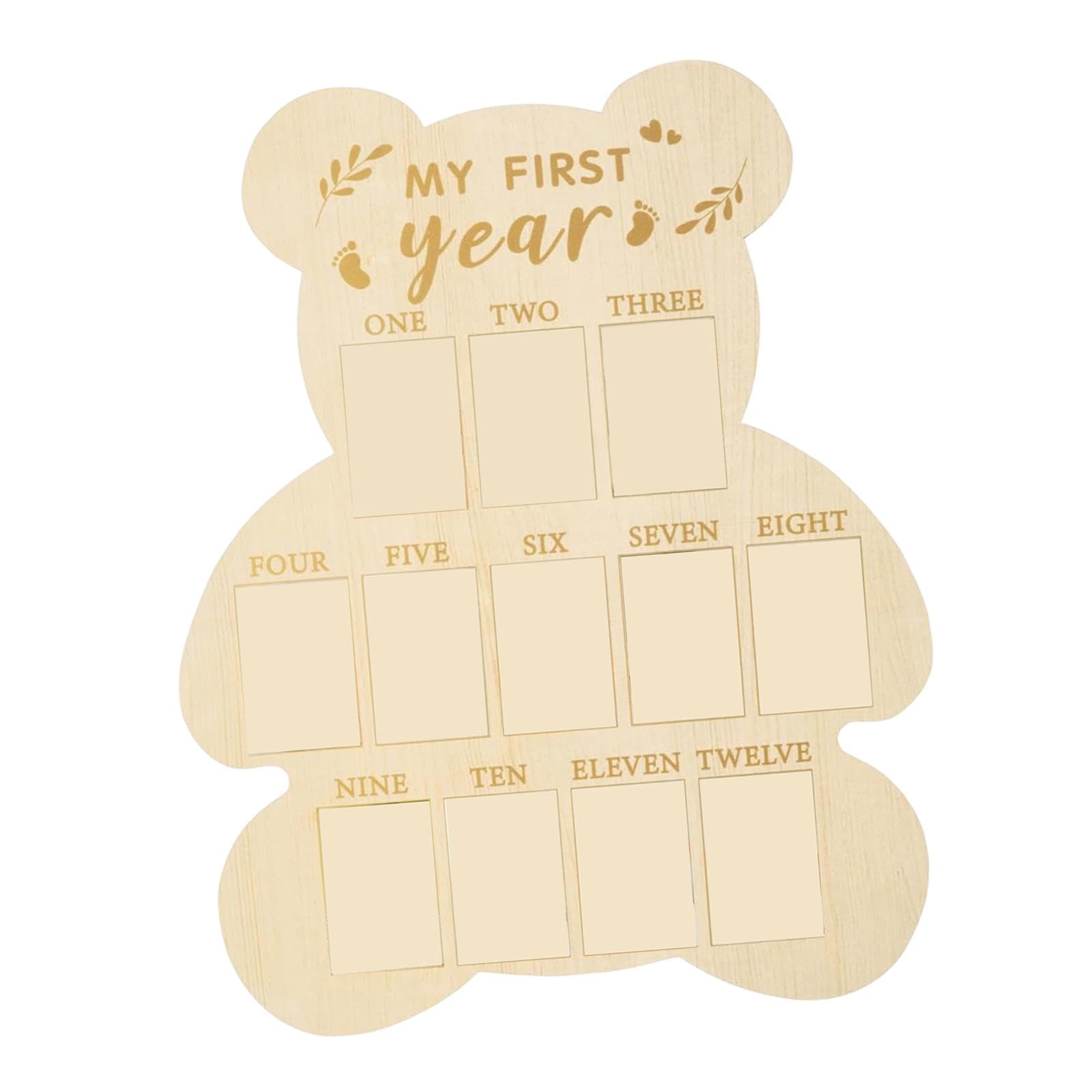 Milageto First Year Picture Monthly Birthday Nursery Wall Decoration Art Photo Board Display for Living Room Shelf Bedroom