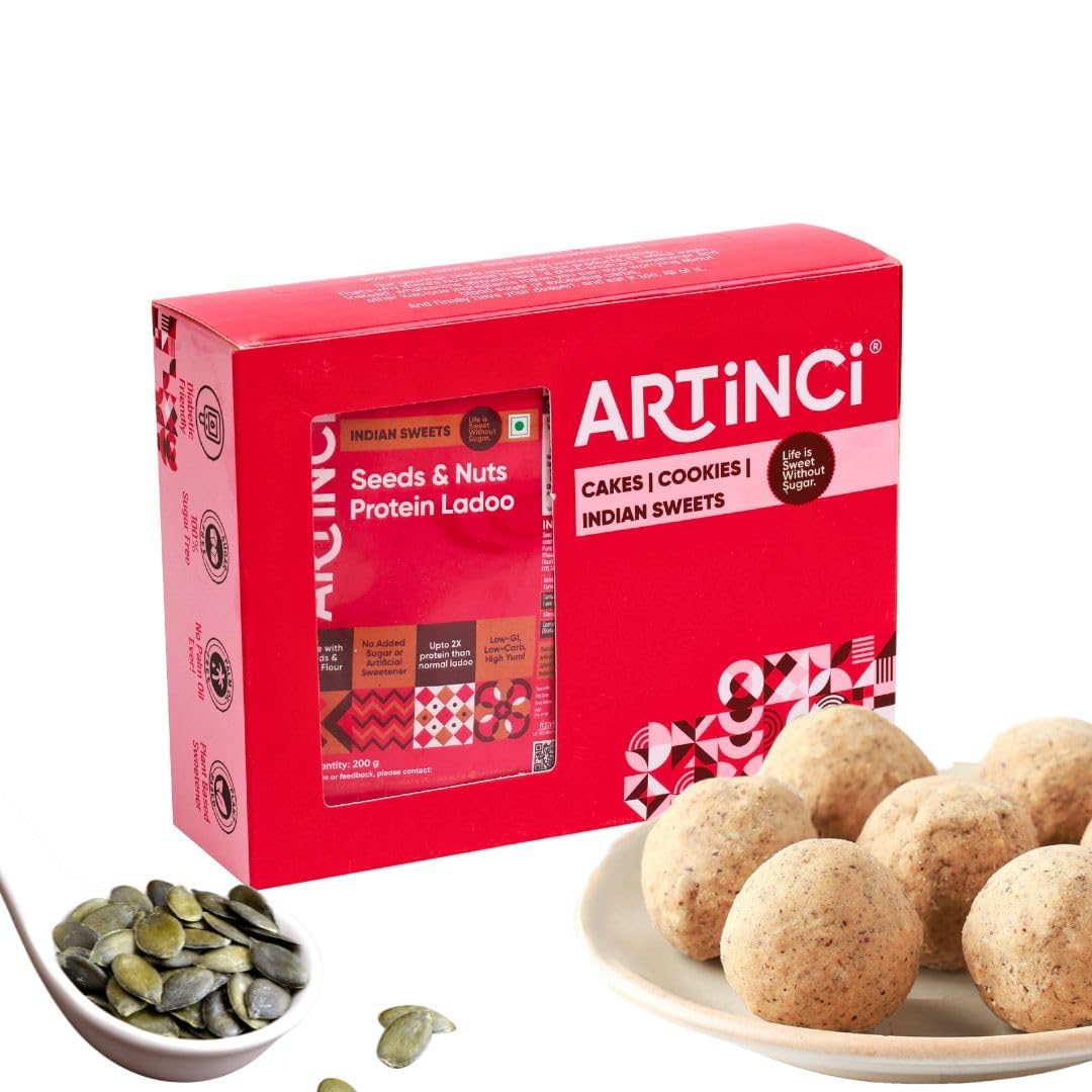 Artinci High Protein Ladoos | As Seen on Shark Tank India | Enriched with Seeds, Nut flour & Wheat | Diabetic Keto-Friendly Laddu with High Fibre | Sugar Free | Vegan | Low Carbs | 200g (Pack of 3) (B0CZF1TQY3) Amazon Price History, Amazon Price Tracker