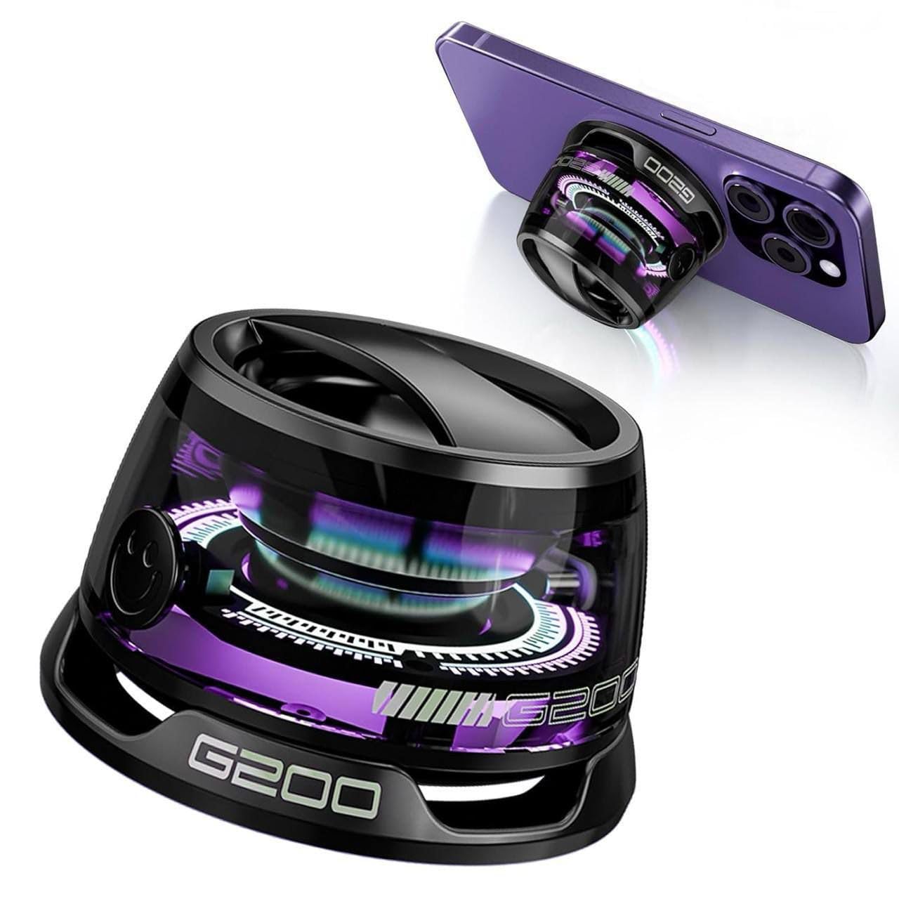 Geek Lab Magnetic Bluetooth Speaker,Multifunctional Portable G200 Speaker with Multi RGB Color Light Show-3D Surround Sound Effect,Phone Stand for iPhone, Android, TWS Pairing (Black)-image-13