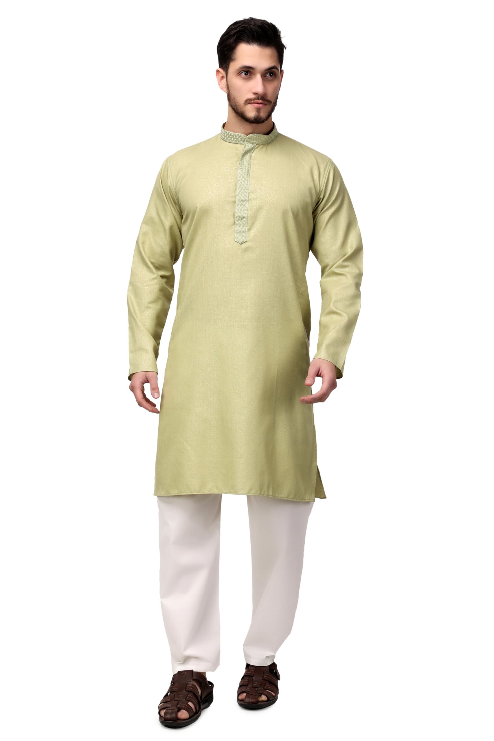 royal kurta Men's Cotton Embossed Embroidered Kurta Pyjama Set-picture-47