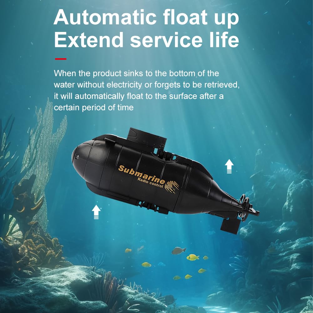 Mini Submarino Teledirigido Niño, 2,4G Barco RC Sumergible con Luces LED 6 Canales, Barco Submarino Gira 360, Juguete Agua Control Remoto Eléctric Niños en Piscina Verano, Regalo niños 6 a 12 Años