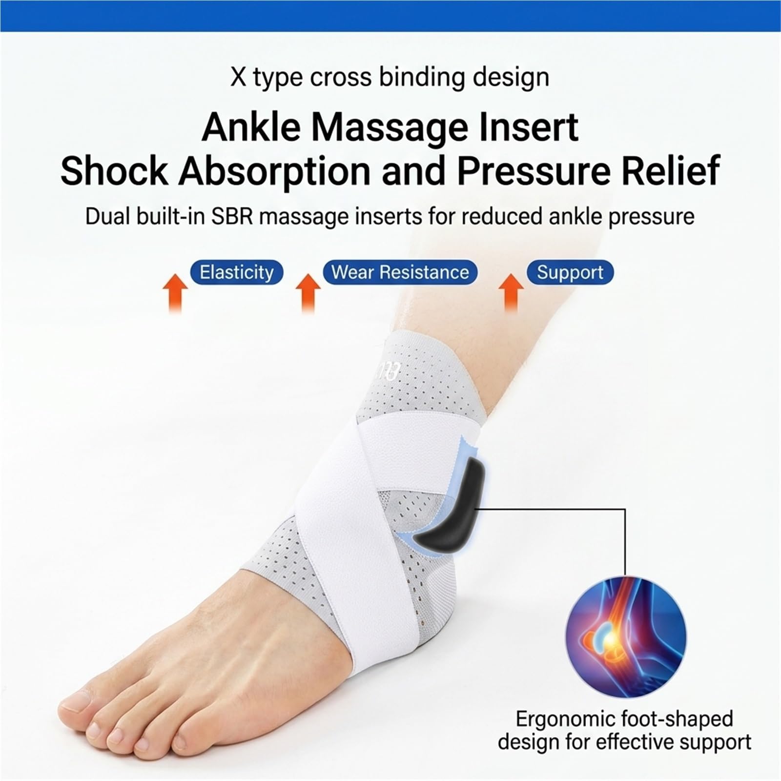 Generisch Kompressions-Sprunggelenkbandage, mit atmungsaktivem Stoff, für Sport und tägliches Gehen, Modell CJDW1050 (M)