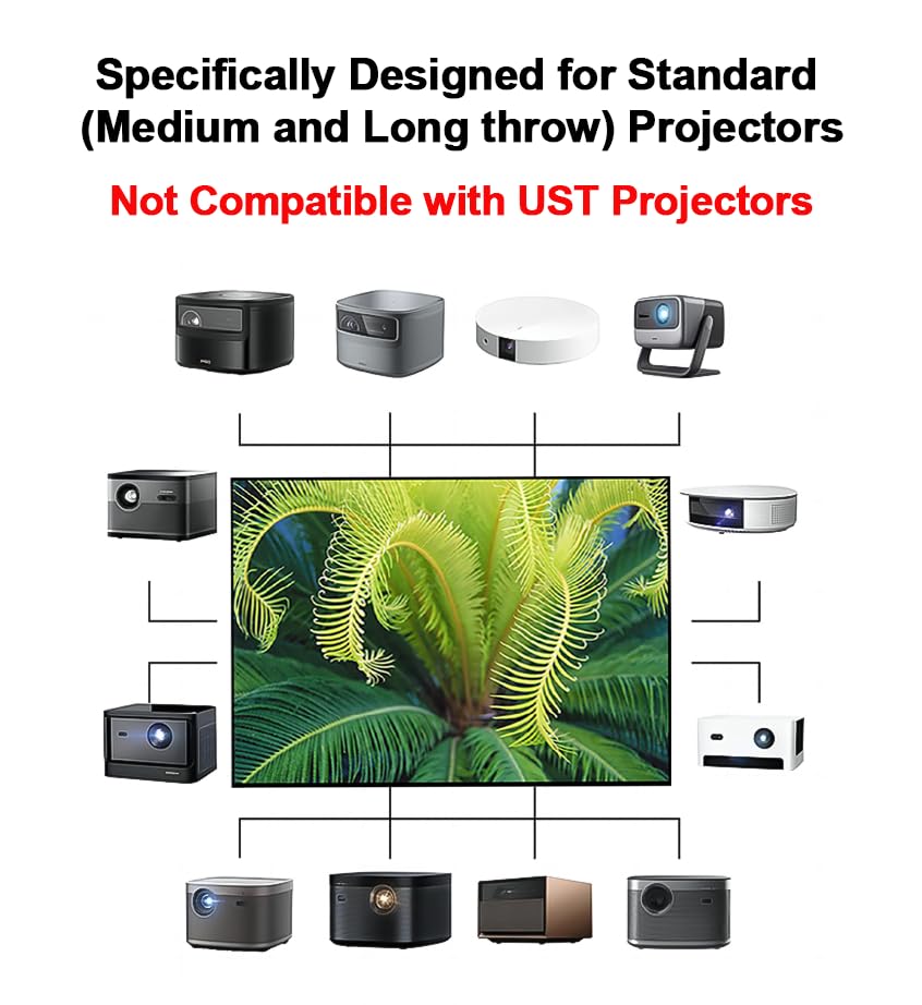 ALR Screen for Standard Throw Projectors (Non-UST), 120 inch ALR Projector Screen Fixed Frame Wall Mount, 16:9 8K/4K 3D, Grey Projection Screen, 0.39 inch Ultra-Narrow Bezel for Movies and Games