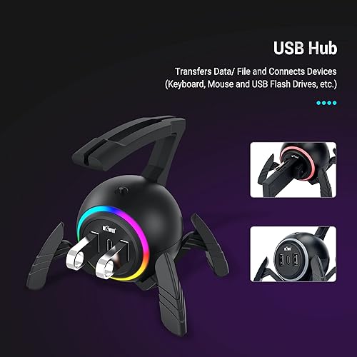 Miniatura 5 de KIWIFOTOS Mouse Bungee - Controlador de cable de mouse para juegos RGB, gestión de cables flexible mejorada, luces LED RGB inteligentes, 2 puertos