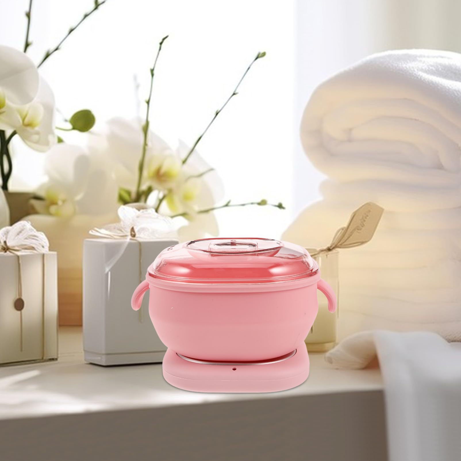Scaldacera Elettrico per Depilazione, Pentola in Silicone Pieghevole Rosa | Riscaldamento Rapido e Uniforme, Non Aderente e Facile da Pulire, per Ascelle e Gambe, Casa o Salone