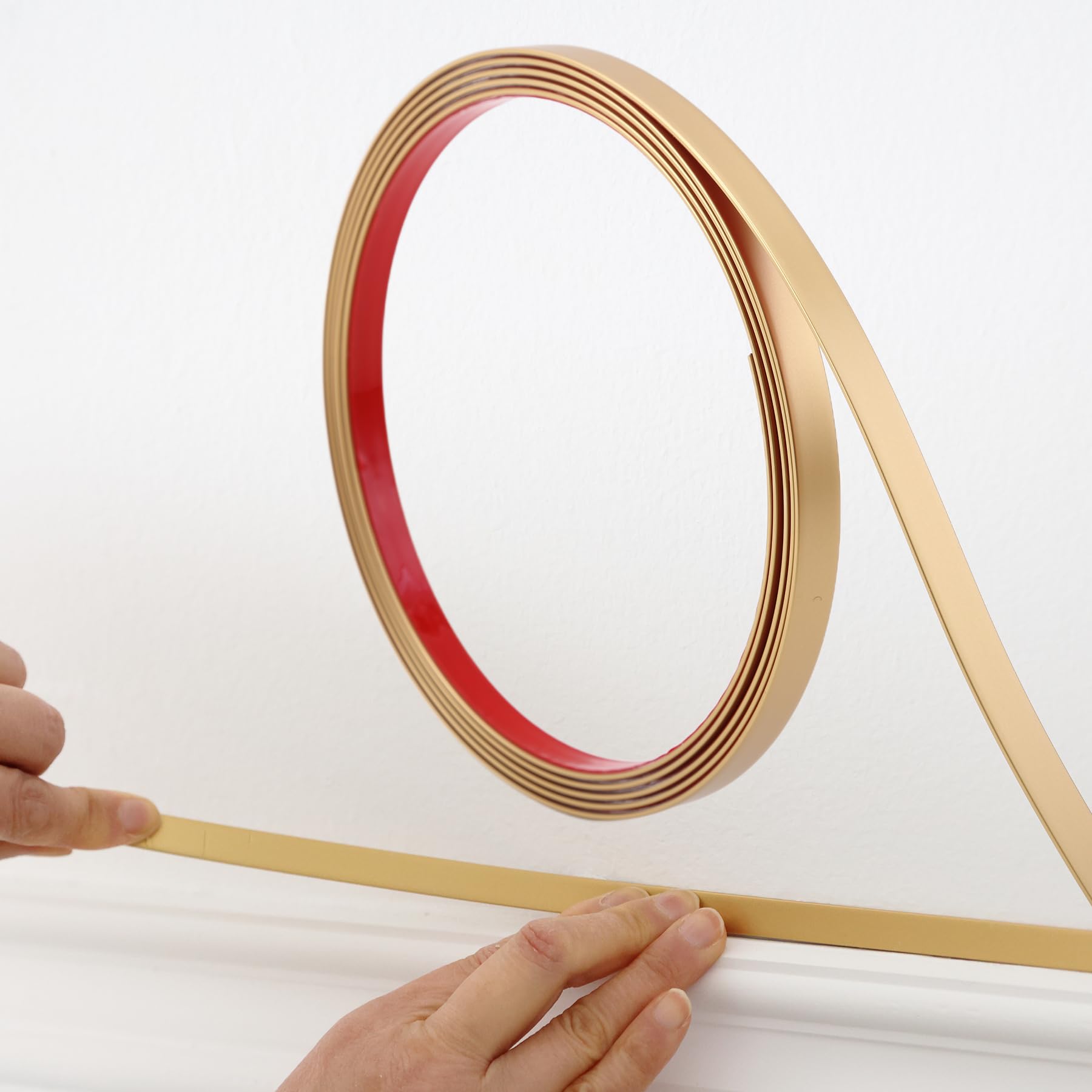 Matte Gold Peel and Stick Wall & Molding Trim, Flexible DIY Strip for Mirror, Floor, Cabinet, Ceiling, Tile Edge (32.8 ft x 0.8 inch)