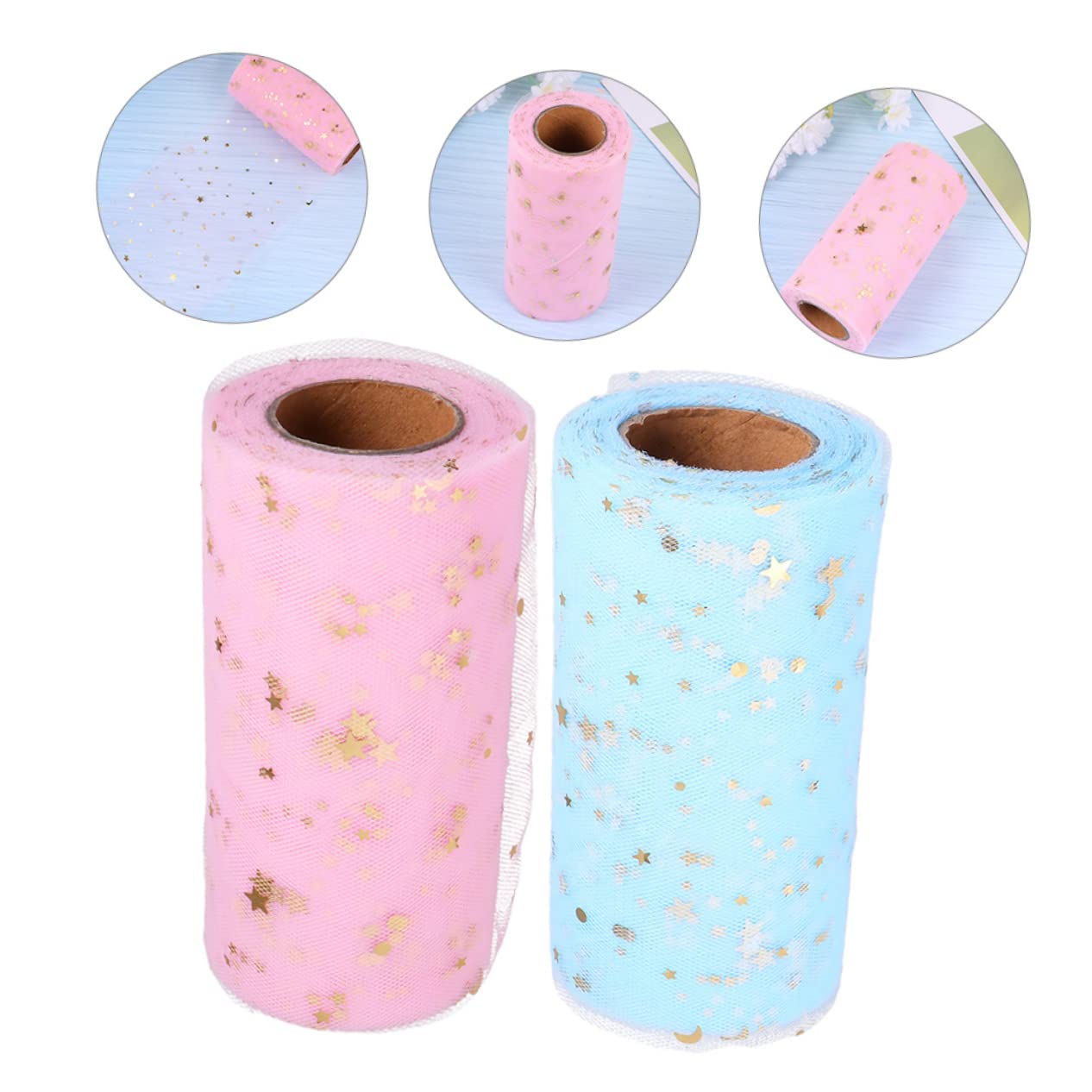 EXCEART Lot De 3 Rouleaux De Tulle À Paillettes Étoiles Polyvalents Pour La Confection De Jupes Et Décorations 2 Pièces X 3