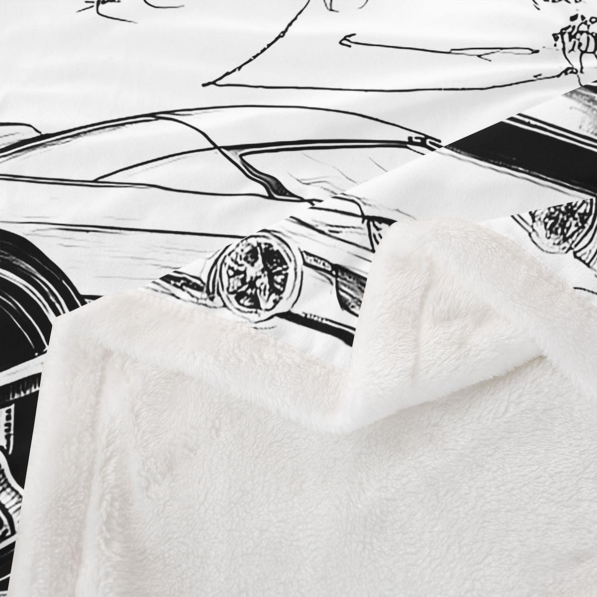 Feelyou Black White Race Car Fleece Throw Blanket Extreme Sports Sherpa Blanket for Kids Women Men Plush Fuzzy Speed Sports Car Twin 60"x80" for Bed Couch Chair Living Room Bedroom Decor image 3