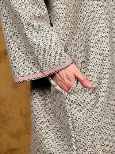 Image of Exotic India Men's Woolen Blend Kashmiri Phiran with Hood | Pure Wool Long Overcoat-Oversized Phiran for Men