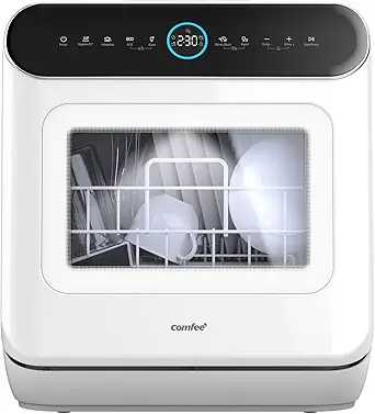 COMFEE' KWH-TD305-W TD305-W Dishwashers, 3 Place Setting, Black&White