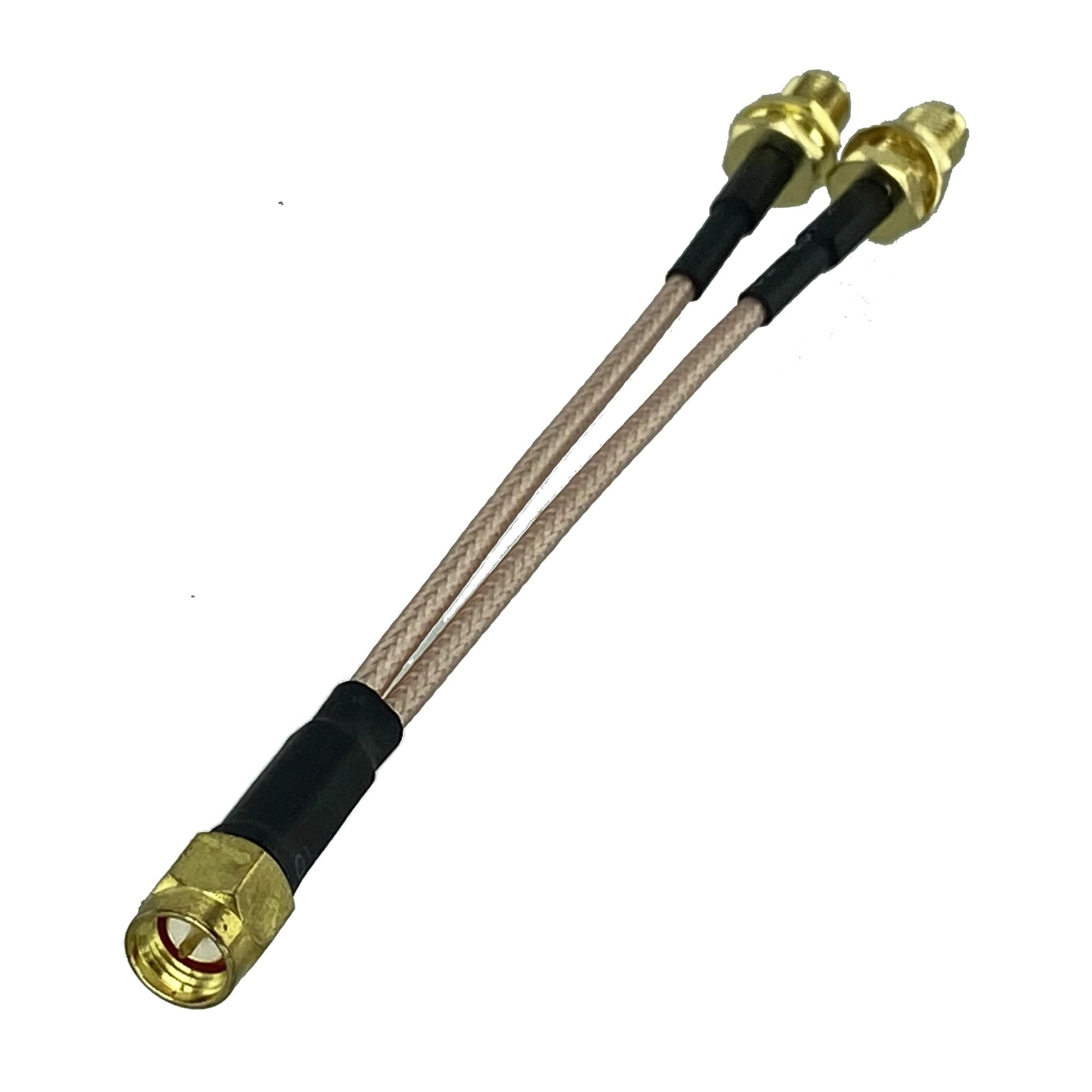 Connettore sdoppiatore a Y con Spina Maschio RG316 e Jack Femmina Terminali a crimpare Cavi Patch a Treccia da 4 Pollici a 10 Piedi(Type 2-SMA 1F2M,2FT (60CM))