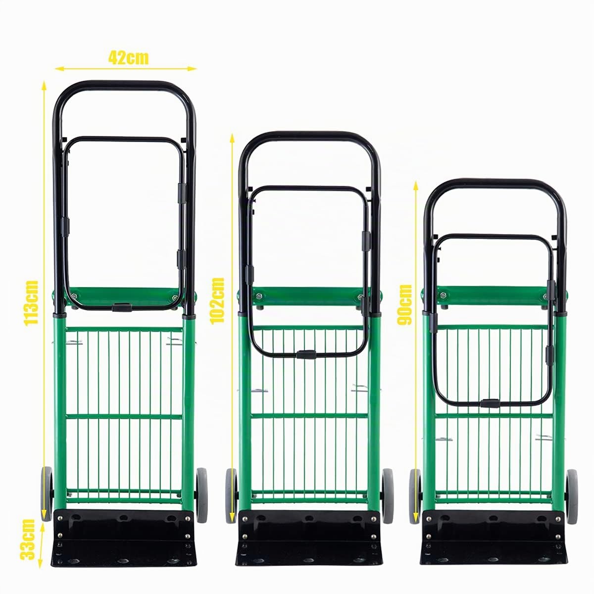 GOPLUS Carretilla Plegable para Sacos, Manual de Transporte y Apiladora de Escalera para Neumáticos, Capacidad de Carga 90 kg, 3 Alturas Ajustables
