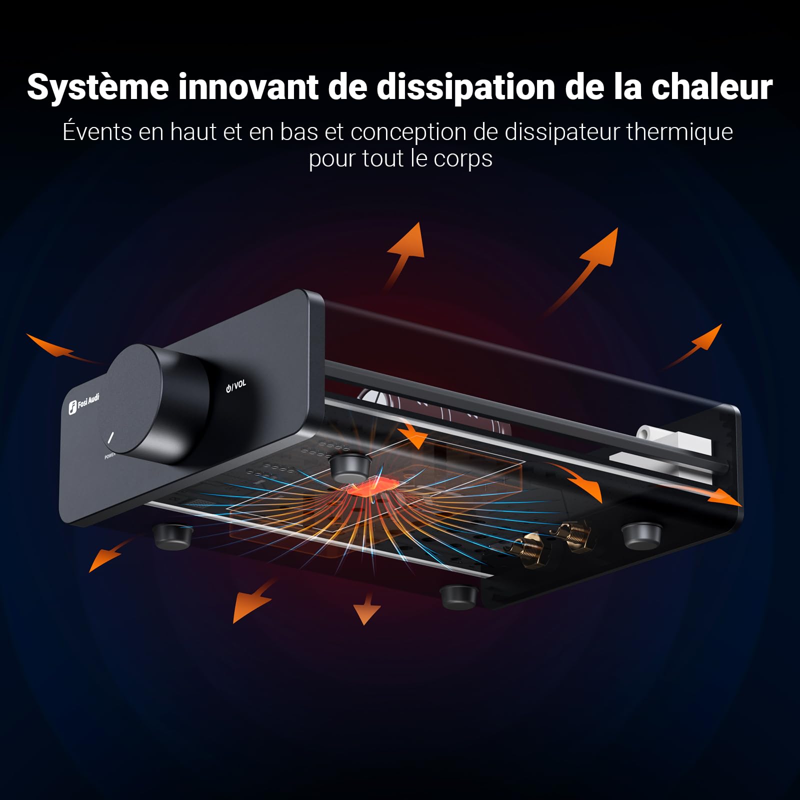 Fosi Audio V3 Amplificateur de Puissance Stéréo Classe D | Puce TPA3255 | 300W Ampli Audio HiFi pour Haut-Parleurs Home Cinéma et d'étagère | Design Compact avec Dissipation Thermique Avancée | 32V 5A