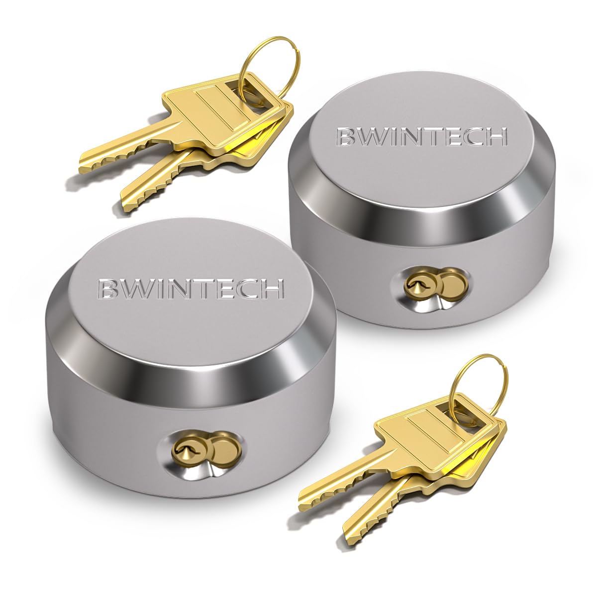 Bwintech 2 Set Hidden Shackle Padlock, Solid Steel Safety Van Lock, Trailer Door Lock with 4 Pcs Keyed Alike Keys