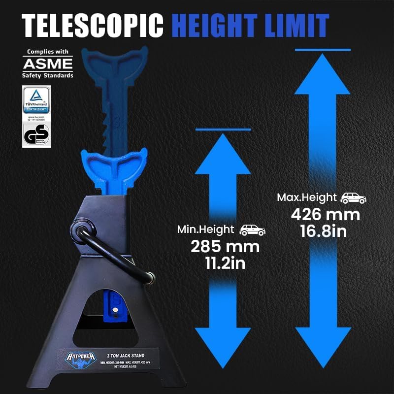 ANTPOWER 3 Ton ASME Certified Jack Stands