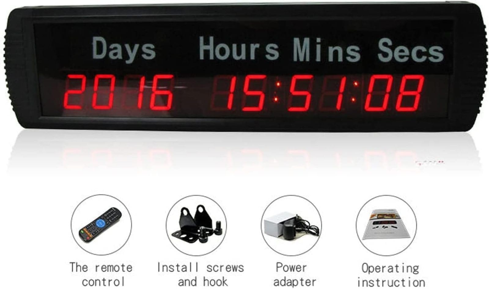 CLoxks 1,8 Zoll LED Tages Countdown Uhr, Digitale Wanduhr, Countdown, 10 Ziffern, LED Countdown Timer, 24 Stunden Digital Timer, Tage, Countdown Uhr für Labor, Stunden Minuten Format