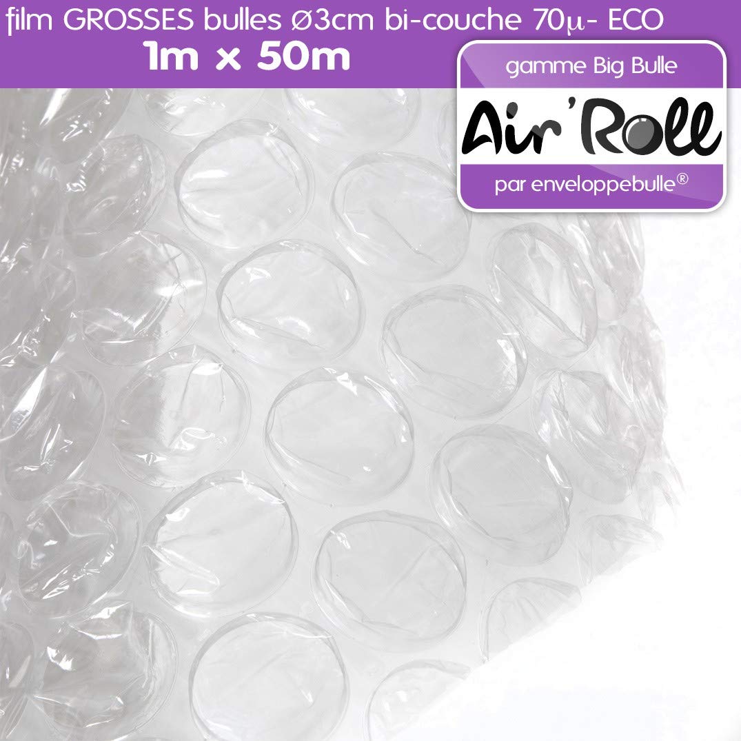 enveloppebulle 1 Rouleau de film GROSSES BULLES d'air largeur 1m x longueur 50m - gamme Air'Roll ECO