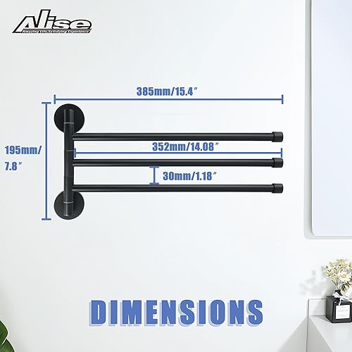 Miniatura 6 de Alise Toallero giratorio, barra de toalla plegable de 5 brazos para baño, estantes de secado de montaje en pared para lavandería, soporte de toalla